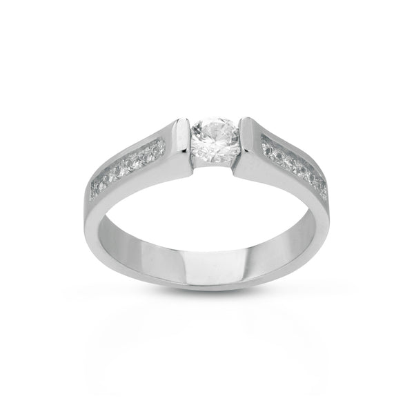 <transcy>SOLITAIRE RING WITH PAVÉ</transcy>