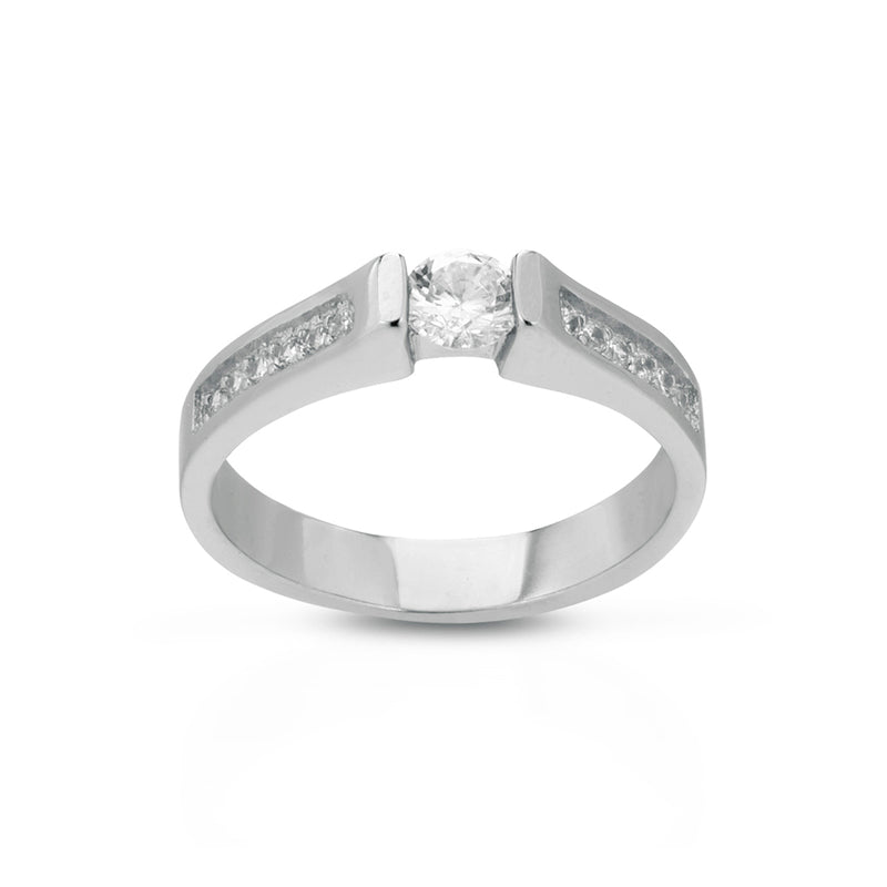 <transcy>SOLITAIRE RING WITH PAVÉ</transcy>