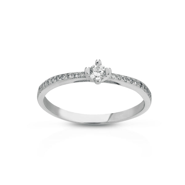 <transcy>SOLITAIRE RING WITH PAVÉ</transcy>