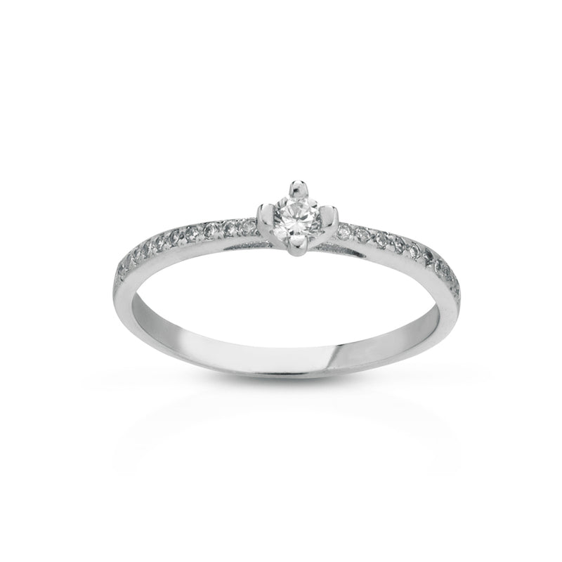 <transcy>SOLITAIRE RING WITH PAVÉ</transcy>